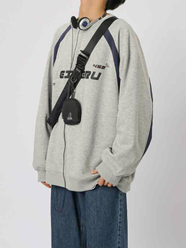 Herren-Langarm-T-Shirt mit Vintage-Print und Patchwork-Design-2