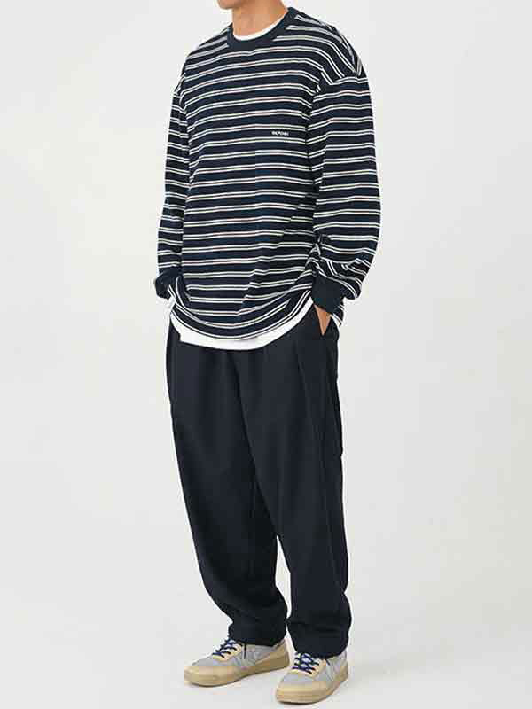 Langärmliges Pull-Over-T-Shirt für Herren mit Streifenmuster-1