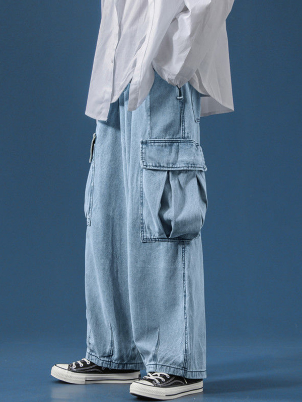 Lose Cargo-Jeans für Herren mit großen Taschen-1