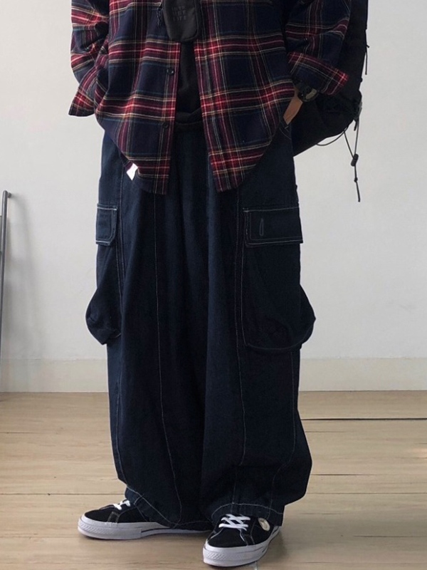 Baggy-Cargojeans mit großen Taschen für Herren-1