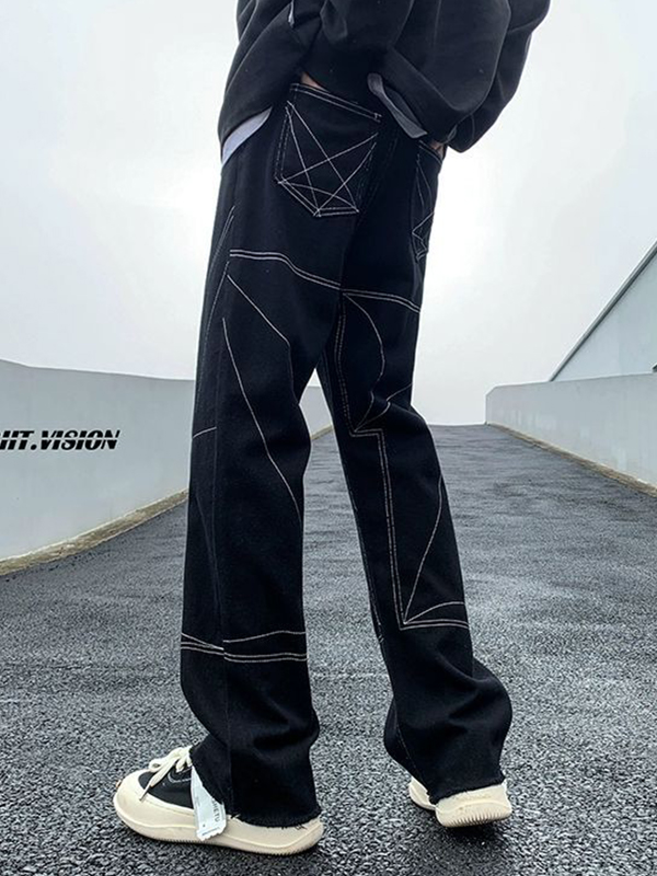 Lockere Street-Jeans für Herren mit Ziernähten-1