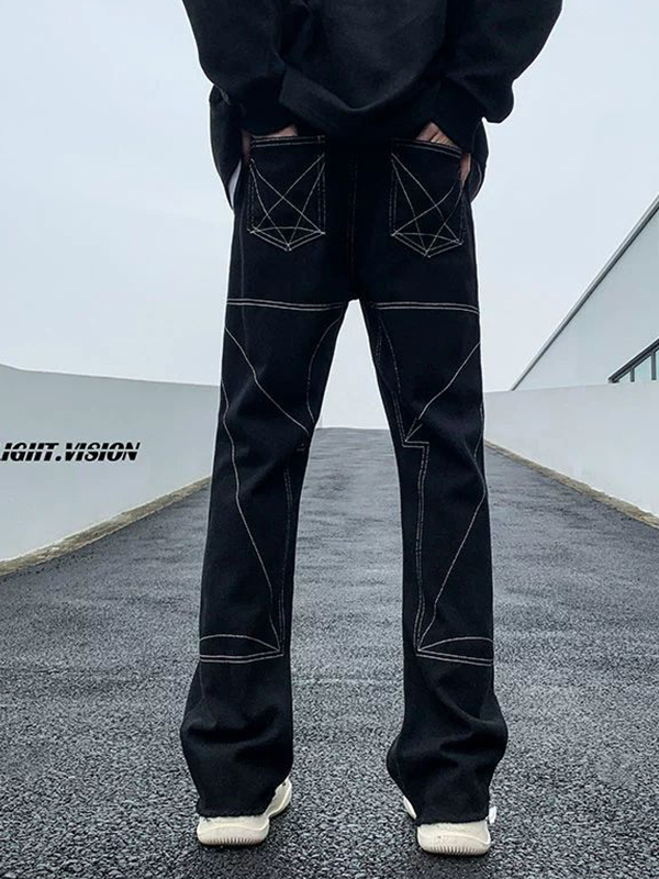 Lockere Street-Jeans für Herren mit Ziernähten-2