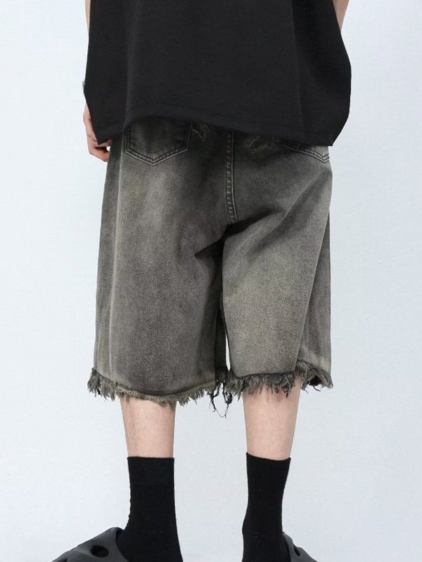 Distressed Ombre Ripped Raw Trim Shorts für Herren-4