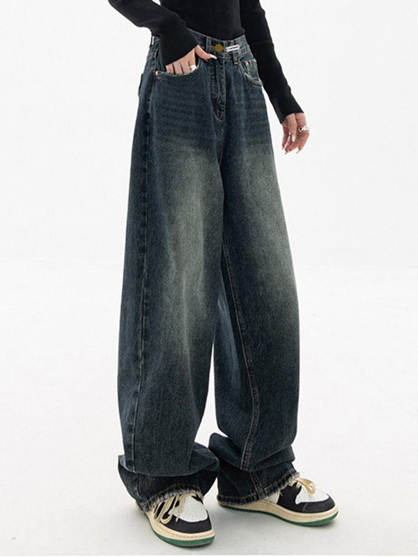 Dunkel verwaschene Vintage Baggy Boyfriendjeans-3