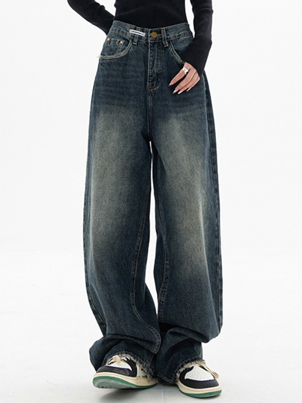 Dunkel verwaschene Vintage Baggy Boyfriendjeans-5