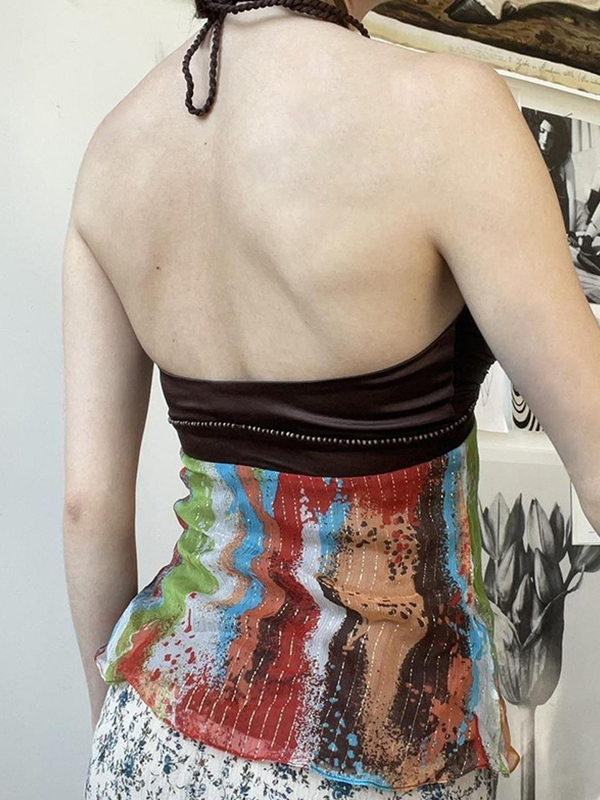 Neckholder-Weste im Vintage-Resort-Stil mit Perlen-2