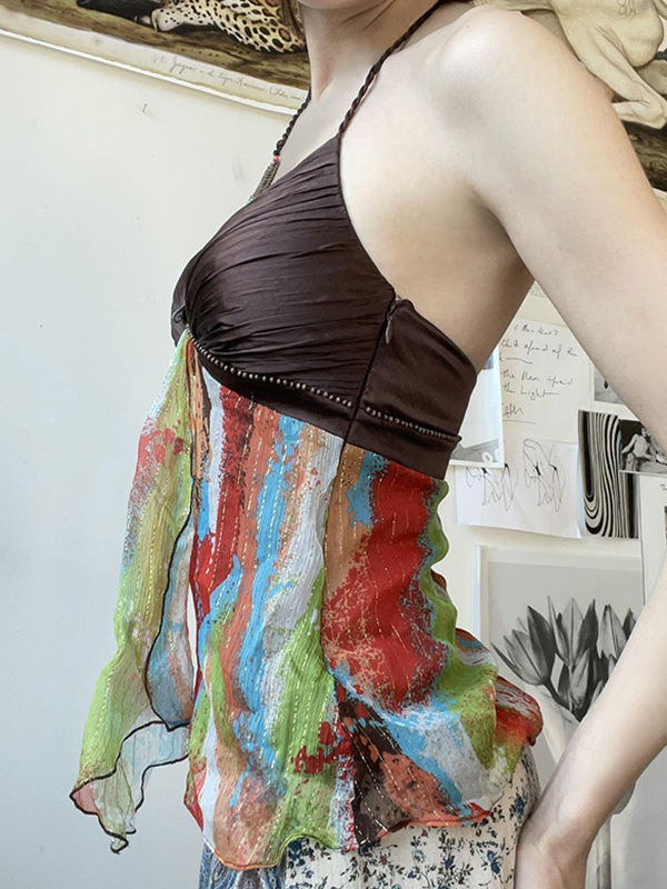 Neckholder-Weste im Vintage-Resort-Stil mit Perlen-3