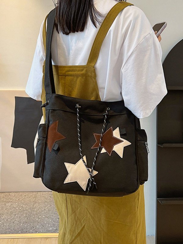 Canvas-Tasche mit kontrastierendem Stern-Print-2