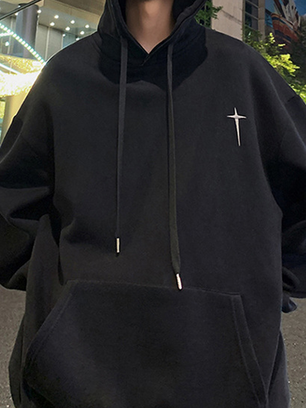 Übergroßer Kapuzenpullover für Herren mit Stickerei und Verzierung-2