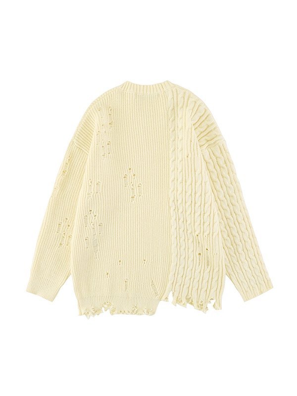 Zopfmuster-Pullover im Distressed-Stil für Herren-1