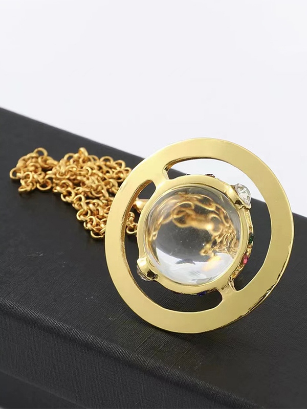 Halskette mit Strass-Planet-Anhänger-1