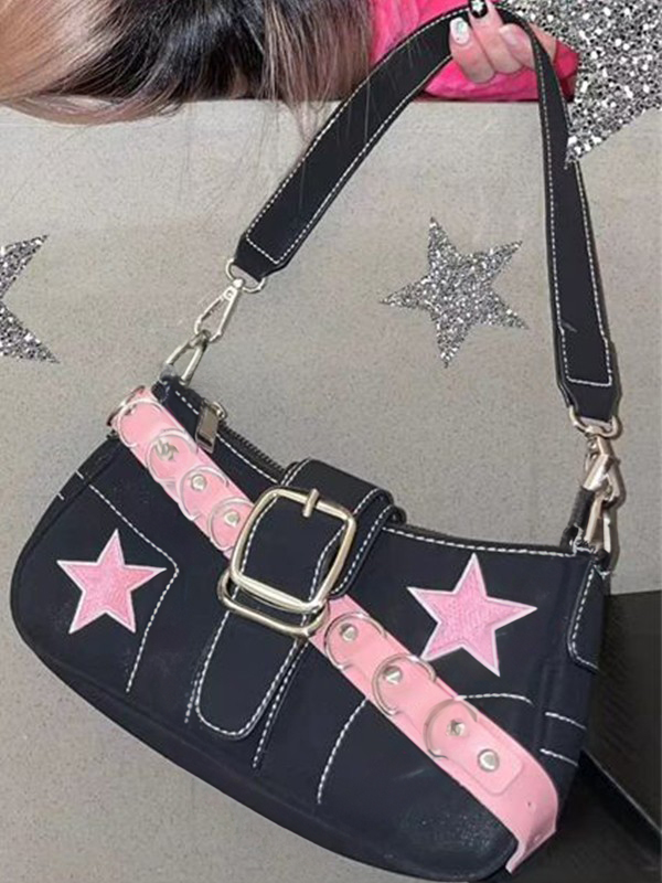 Umhängetasche mit Kettendesign und Sternschnalle-3