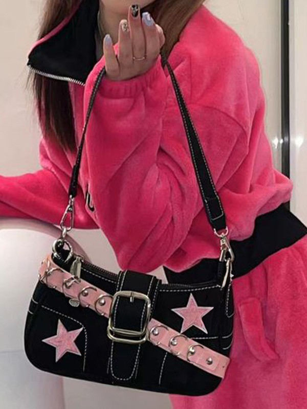 Umhängetasche mit Kettendesign und Sternschnalle-1