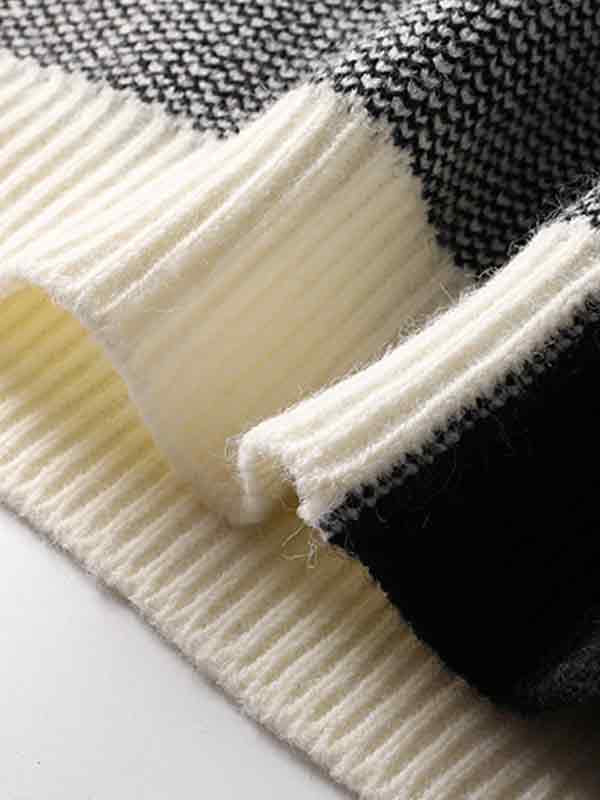 Herrenpullover mit Karomuster in Kontrastfarbe-3